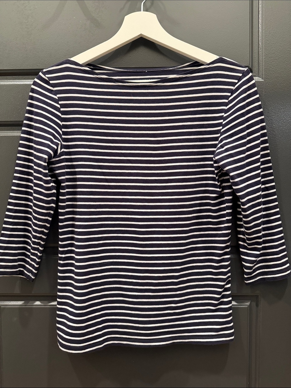 Classic Navy & White Stripe Boatneck Top - Women's size 6